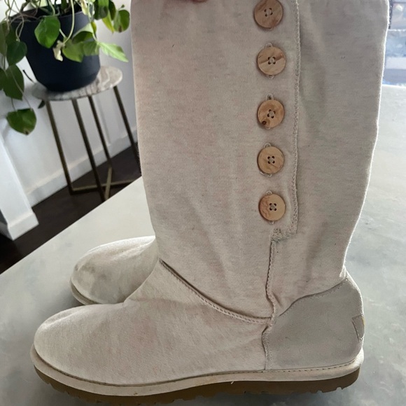 Ugg Lo Pro Canvas Cream Colored Boots Size 10 - Picture 6 of 9